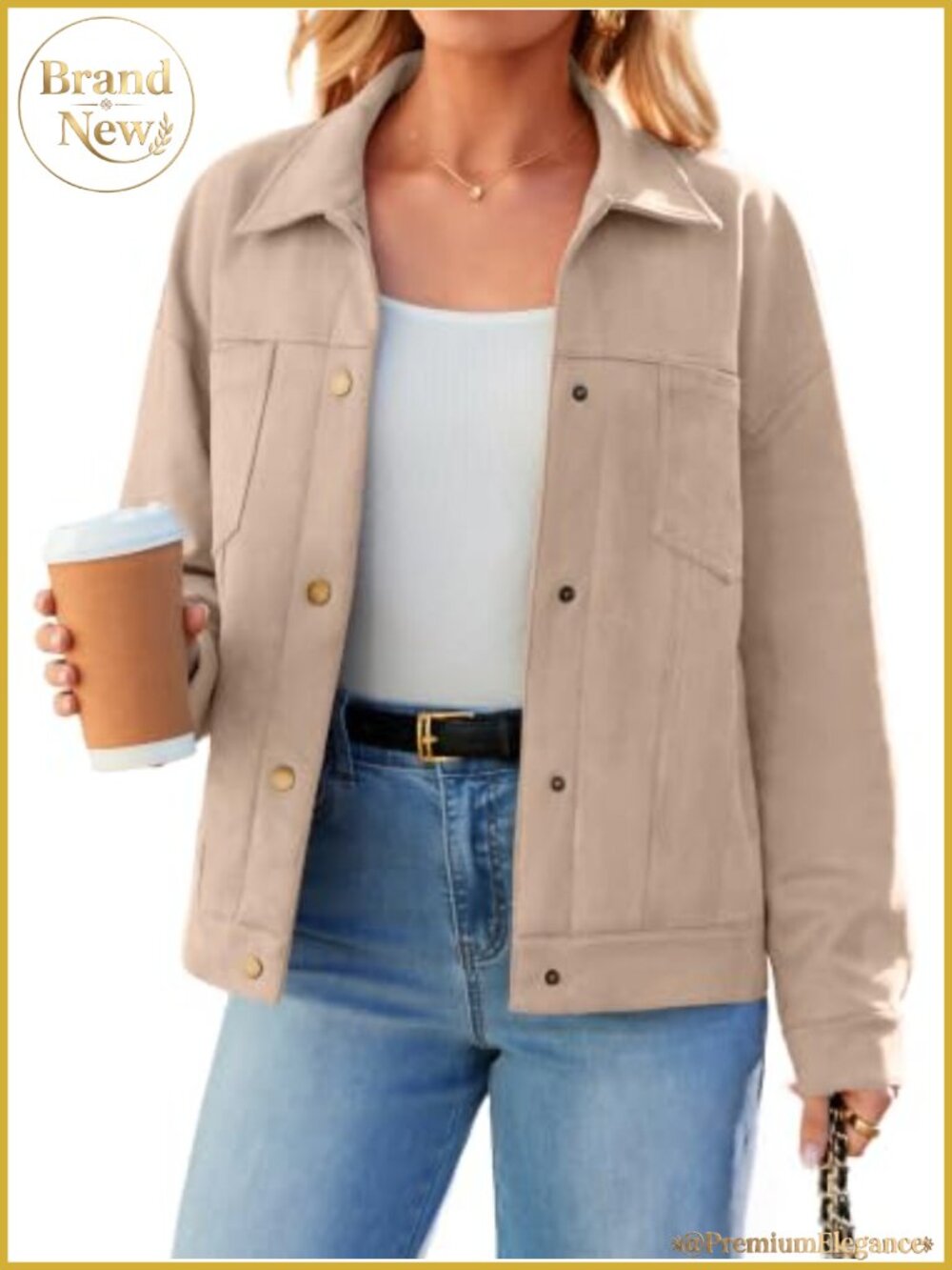 Faux Suede Bomber Jacket Button Down Lightweight Fall Coat Rela